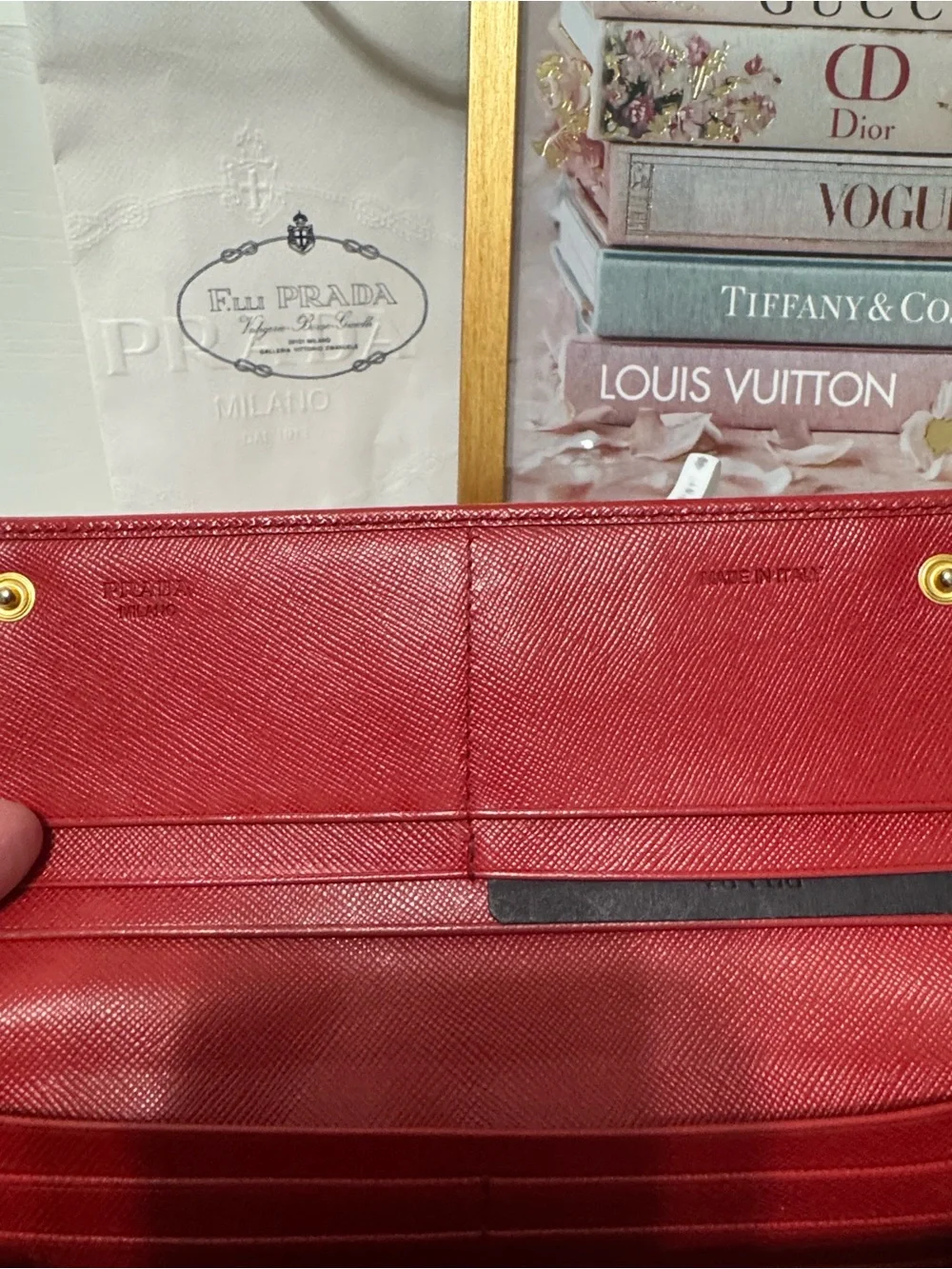 Prada Red Saffiano Leather Long Wallet with COA - Picture 6 of 8